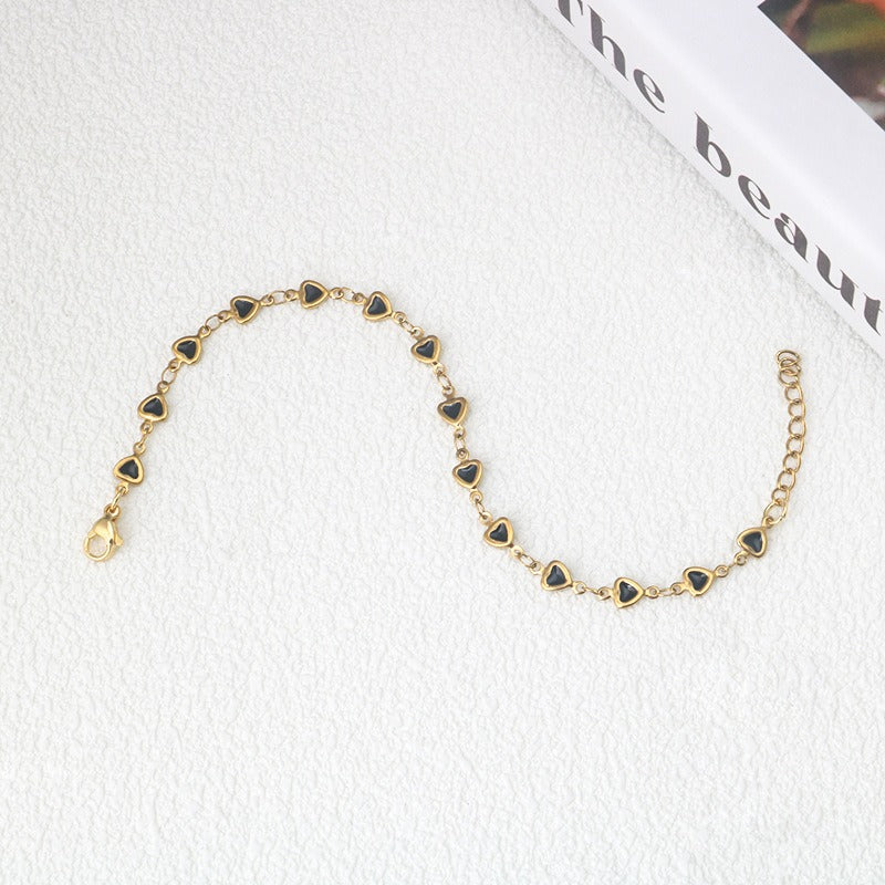 Colorful Love Heart Titanium Steel 18K Gold Bracelet – Trendy Personalized Luxury Jewelry