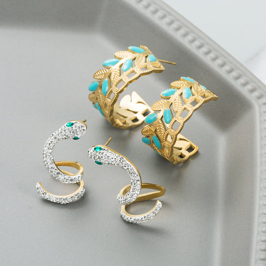 Trendy Titanium Steel Snake Earrings – Hollow Fashion Creative Jewelry