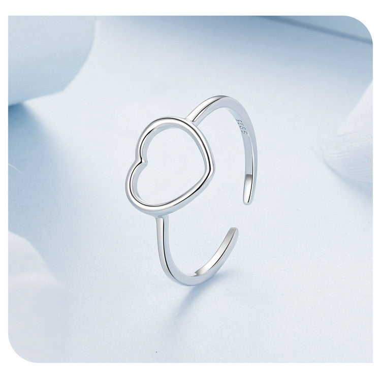 18K Gold Plated Love Splicing s925 Pure Silver Ring – Couple’s Luxury Starry Heart Open Jewelry