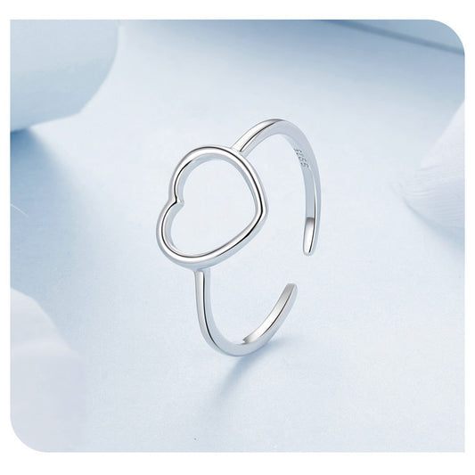 18K Gold Plated Love Splicing s925 Pure Silver Ring – Couple’s Luxury Starry Heart Open Jewelry