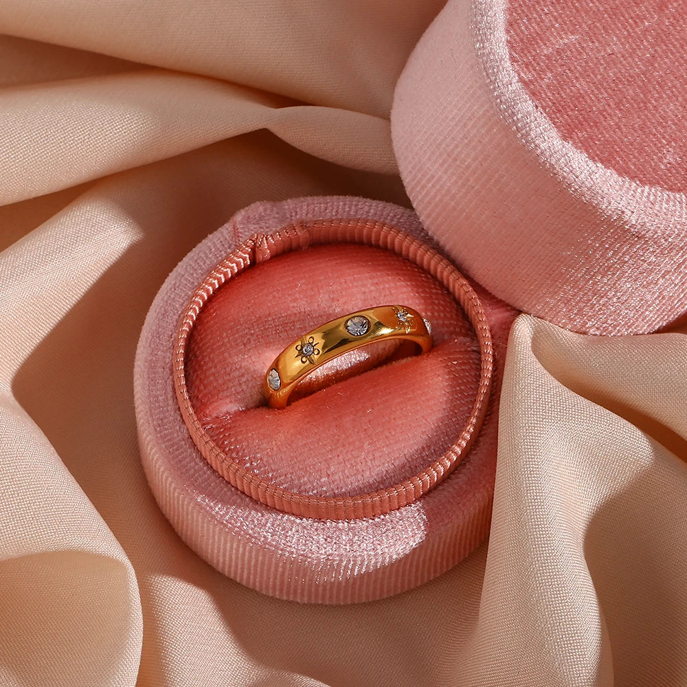 18K Gold Plated Green Zircon Pearl Rings for Women – Waterproof, Hypoallergenic, Dainty Jewelry