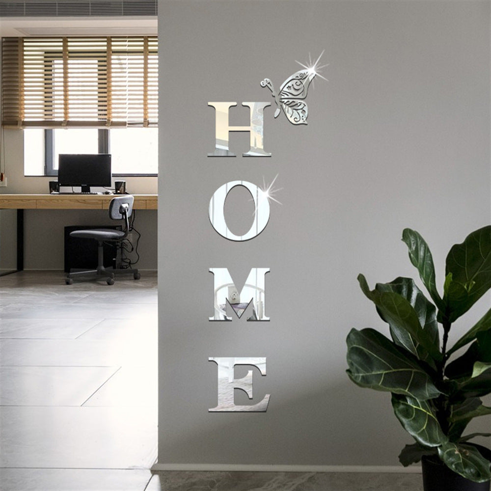 Butterfly Acrylic Mirror Wall Stickers – DIY Home Background Wall Decor Letters for Porch & Living Room
