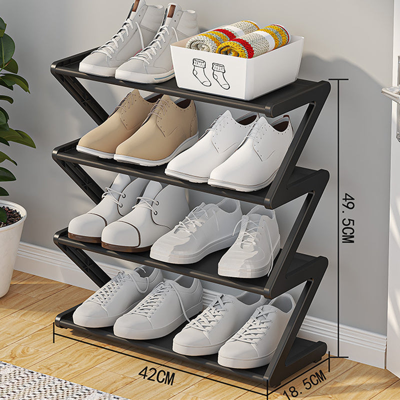 Z-Shaped 4-Layer Shoe Organizer – Space-Saving Adjustable Shoe Rack for Wall or Corner, Stackable Storage Shelf