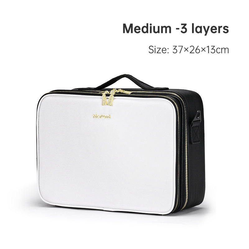 PU Portable Zipper Pouch Leather Makeup Organizer – Waterproof Zipper Pouch with Handle for Travel & Daily Use