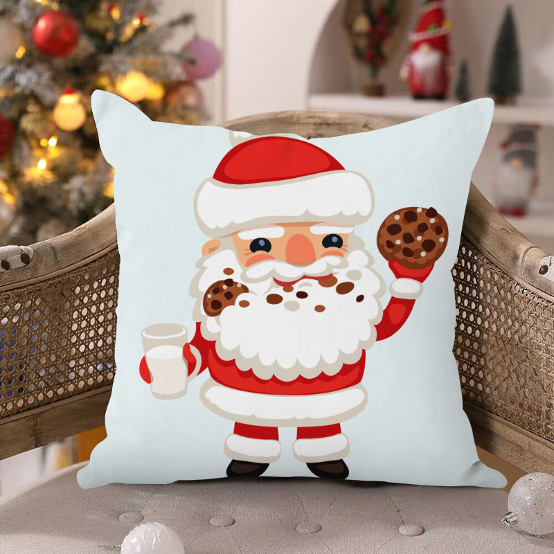 Santa Claus Printed Pillow Cover – Super Soft Holiday Cushion for Home Sofa & Christmas Party Decoration