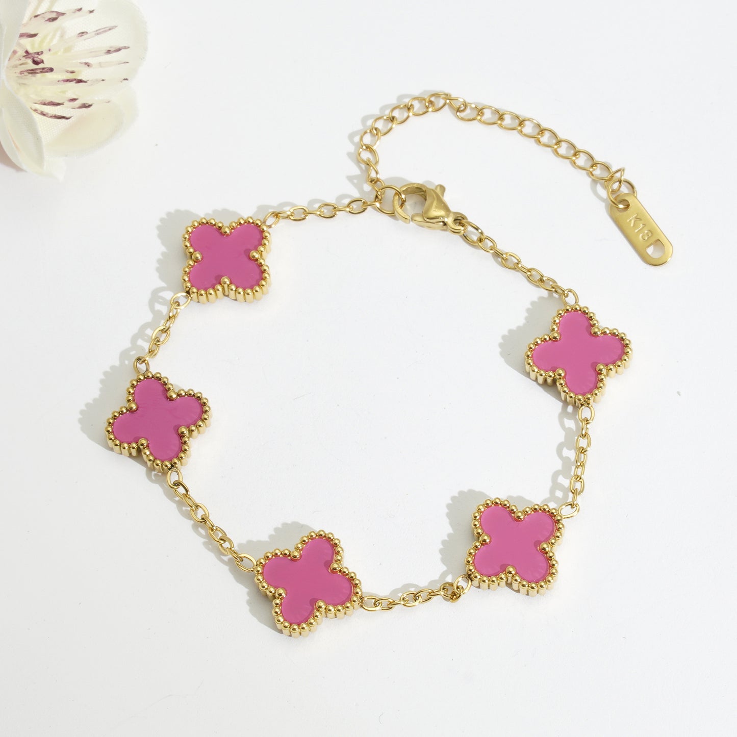 18K Gold Titanium Steel Four-Leaf Clover Bracelet Necklace – Lucky Luxury Jewelry Set