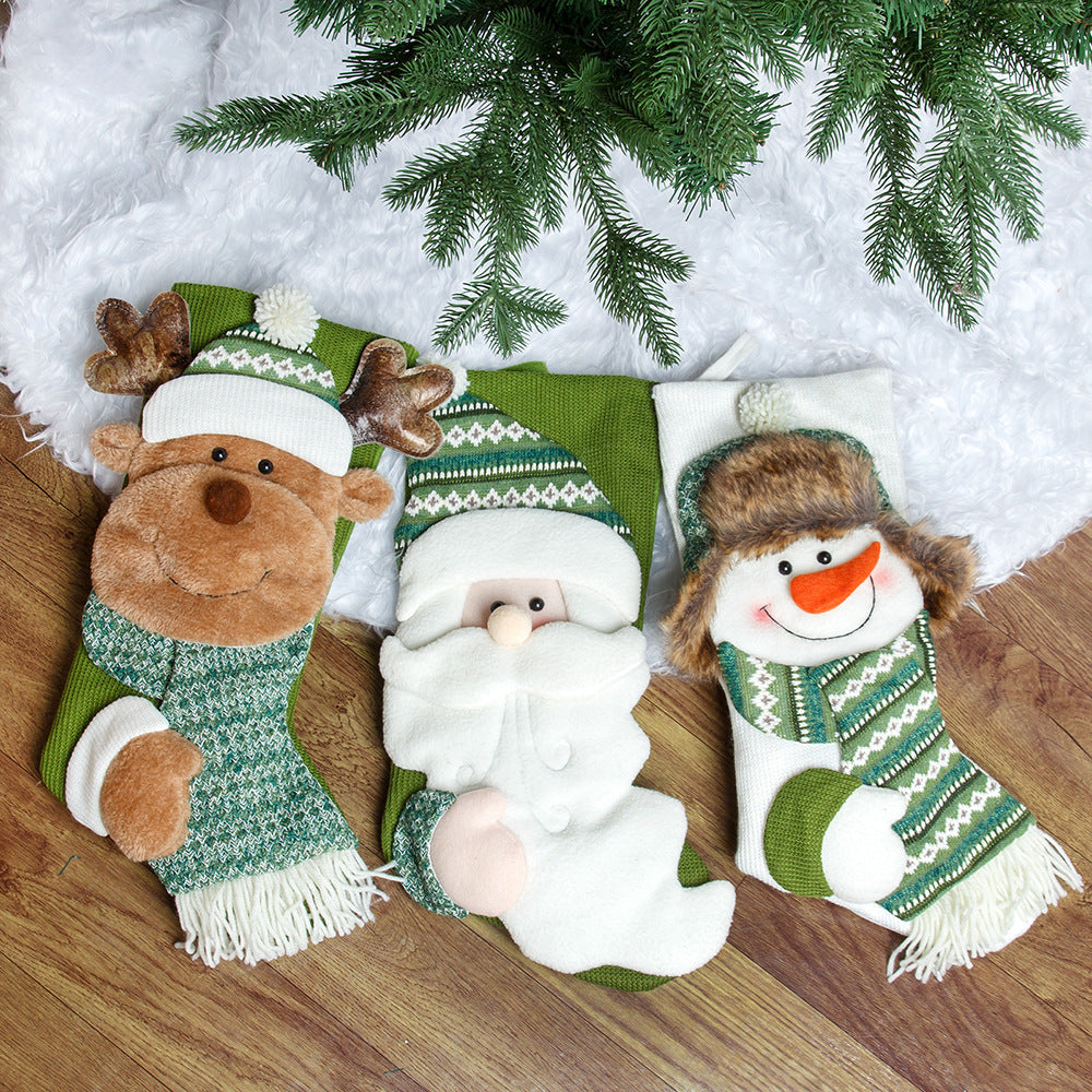Christmas Hanging Decorations – Candy & Gift Socks, Green Holiday Stockings for Gifts