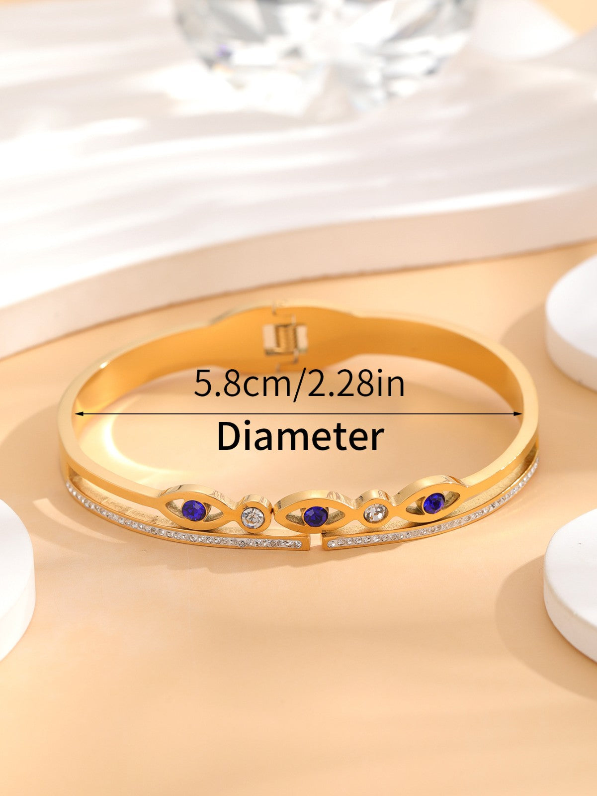 Evil Eye Stainless Steel Bracelet – Trendy Fashion Ethnic Style Inlaid Shell Jewelry for Women