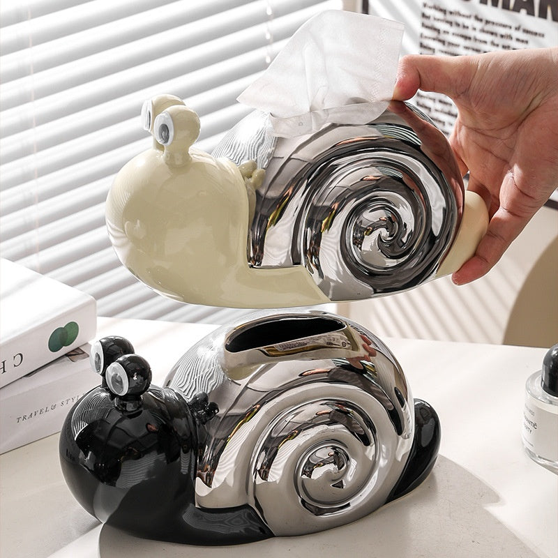 Creative Kitchen Desktop Tissue Box – Cute Cartoon Snail Ceramic Living Room & Dining Table Tissue Box