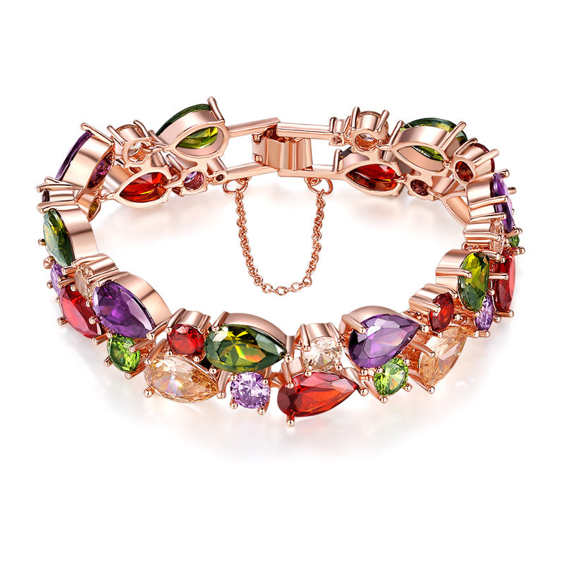 Colorful Rose Gold Zircon Bracelet – Mona Lisa Luxury Exaggerated AAA Jewelry