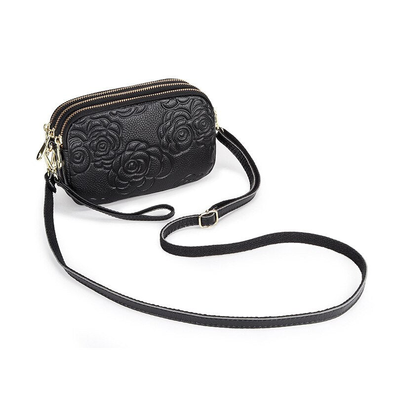 Trend Camellia Genuine Leather Messenger Bag – Luxury Women’s Crossbody & Designer Shoulder Bag