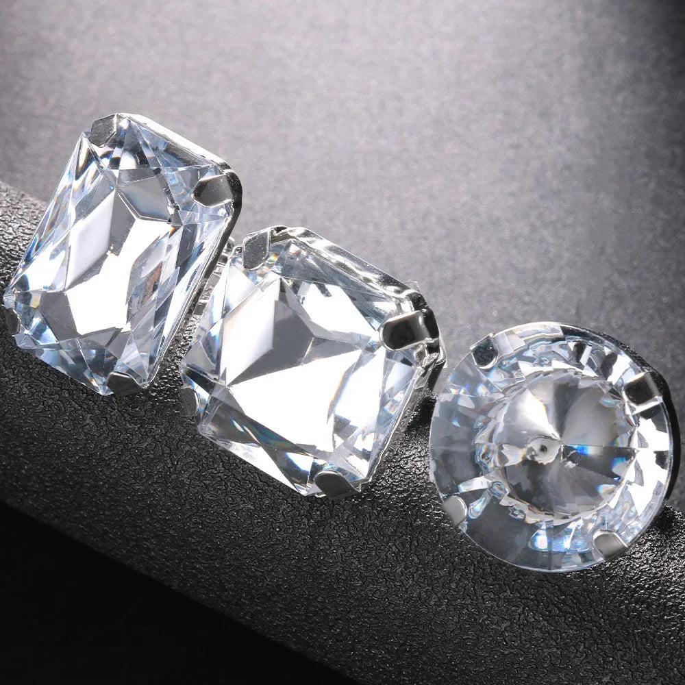 Exaggerated 7PCS White Rhinestone Ring Set – Large Geometric Heart Bridal Wedding Fashion Jewelry for Women