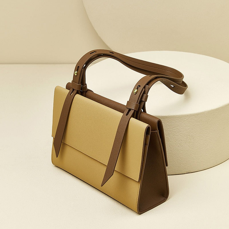 Genuine Leather Grain Shoulder Bag – Senior Sense of Fashion Tote & Niche Design Women’s Handbag