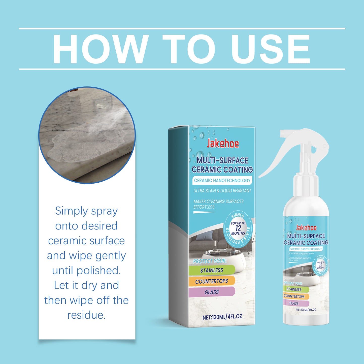 Home Ceramic Coating Spray – Tile Cleaner & Polishing Refurbishing Spray for Interior Surfaces