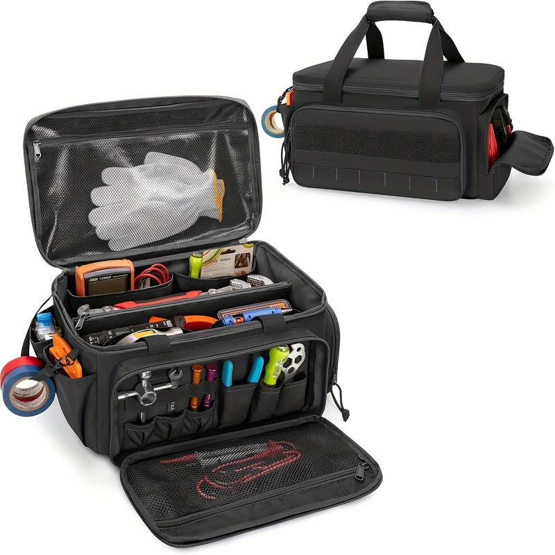 14-Inch Heavy-Duty Tool Bag Set – 2 Bags with Non-Slip Organizer, Multi-Pocket Electrician Tool Storage