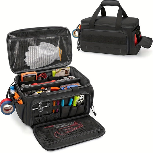 14-Inch Heavy-Duty Tool Bag Set – 2 Bags with Non-Slip Organizer, Multi-Pocket Electrician Tool Storage