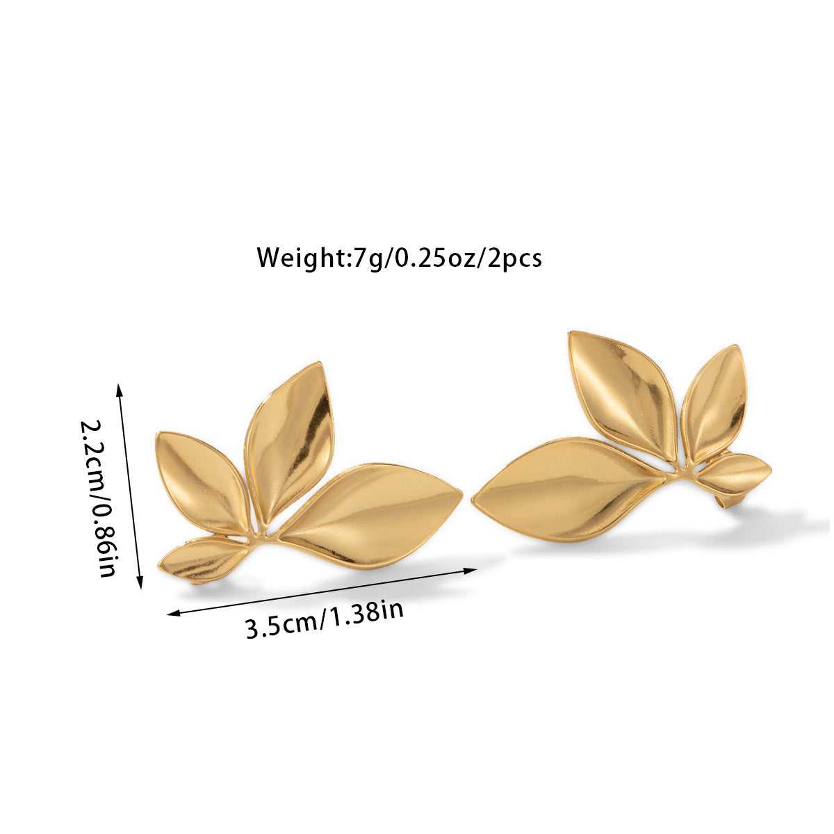 Titanium Steel Earrings – Fashionable Leaf Petals Stainless Steel Gold Plated Jewelry for Women