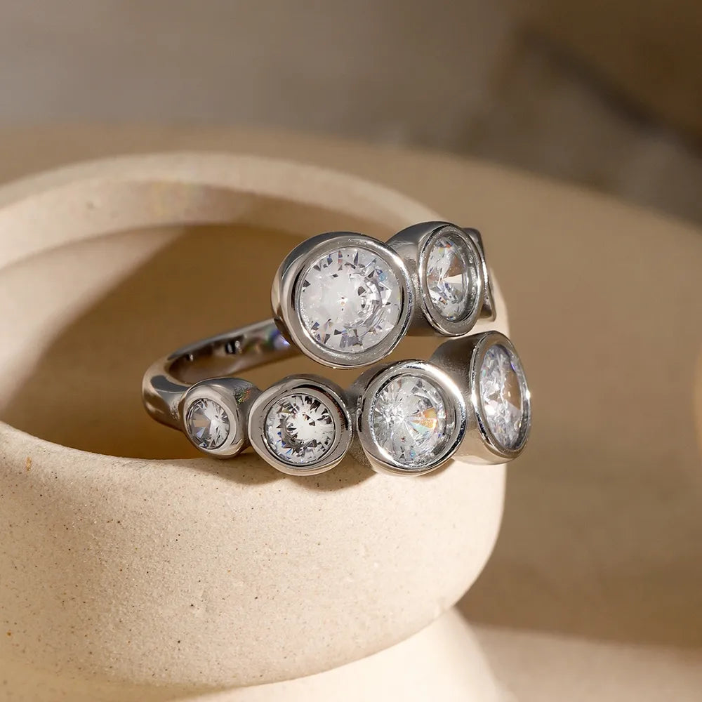 Stainless Steel Zircon Bypass Ring – Dainty & Stylish Women’s Jewelry