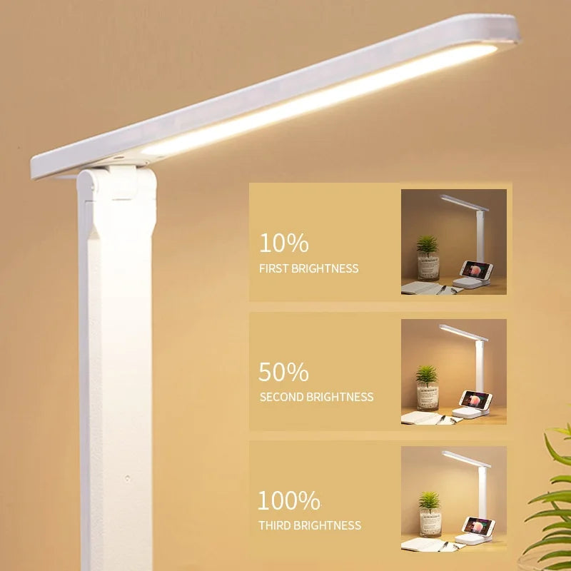 Eye Protection LED Desk Lamp – Touch Dimming, Color Adjustable, USB Charging Bedside Reading Lamp