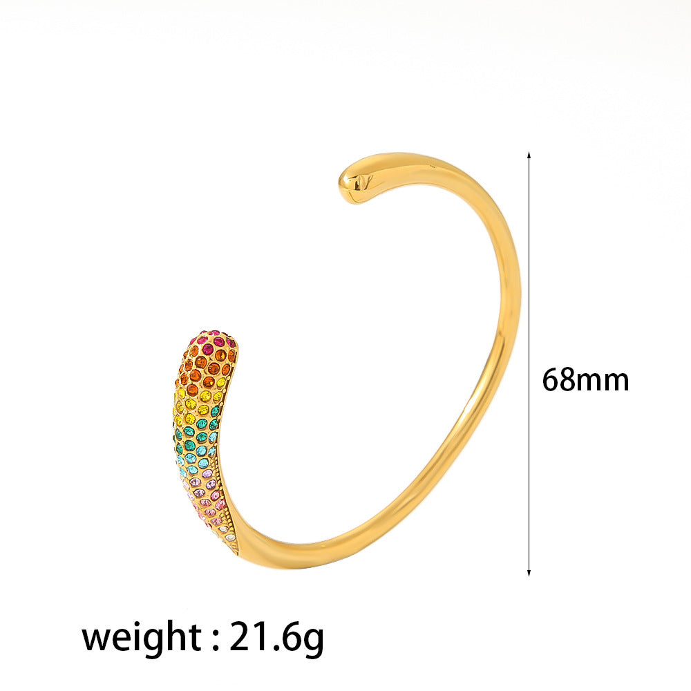 Colorful Zirconium Stainless Steel Bracelet – Luxury Full Diamond Fashion Jewelry