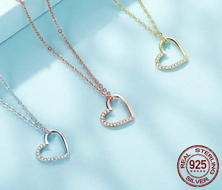 Elegant White Gold Plated Heart Necklace – Perfect Gift for Her