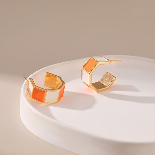 Brass Plated 18K Real Gold Drop Oil Vintage Earrings – Color Matching Jewelry