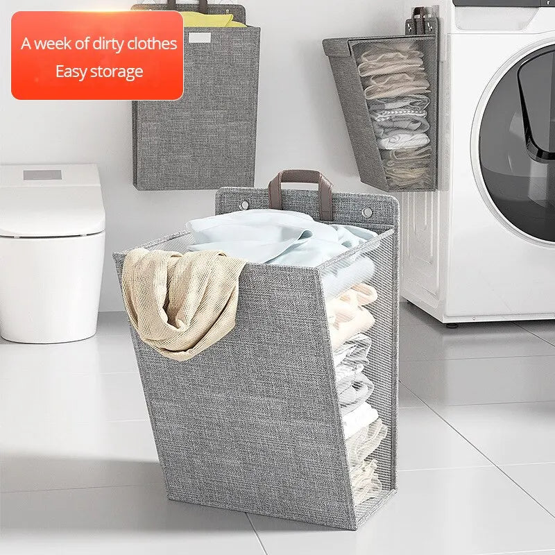 Dirty Clothes Basket – Foldable Multi-functional Home & Dormitory Wall Hanging Storage Organizer