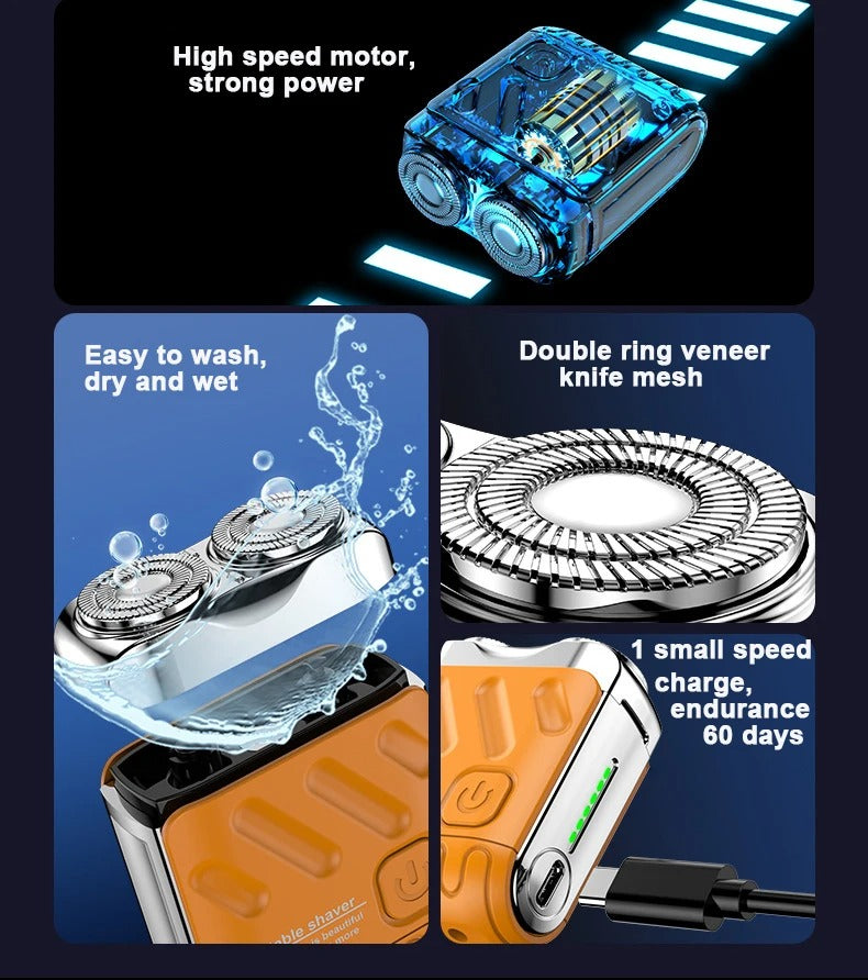 Mini Portable Electric Shaver – Ultra Clean Beard Knife for Men | Automatic & Manual Grooming Tool