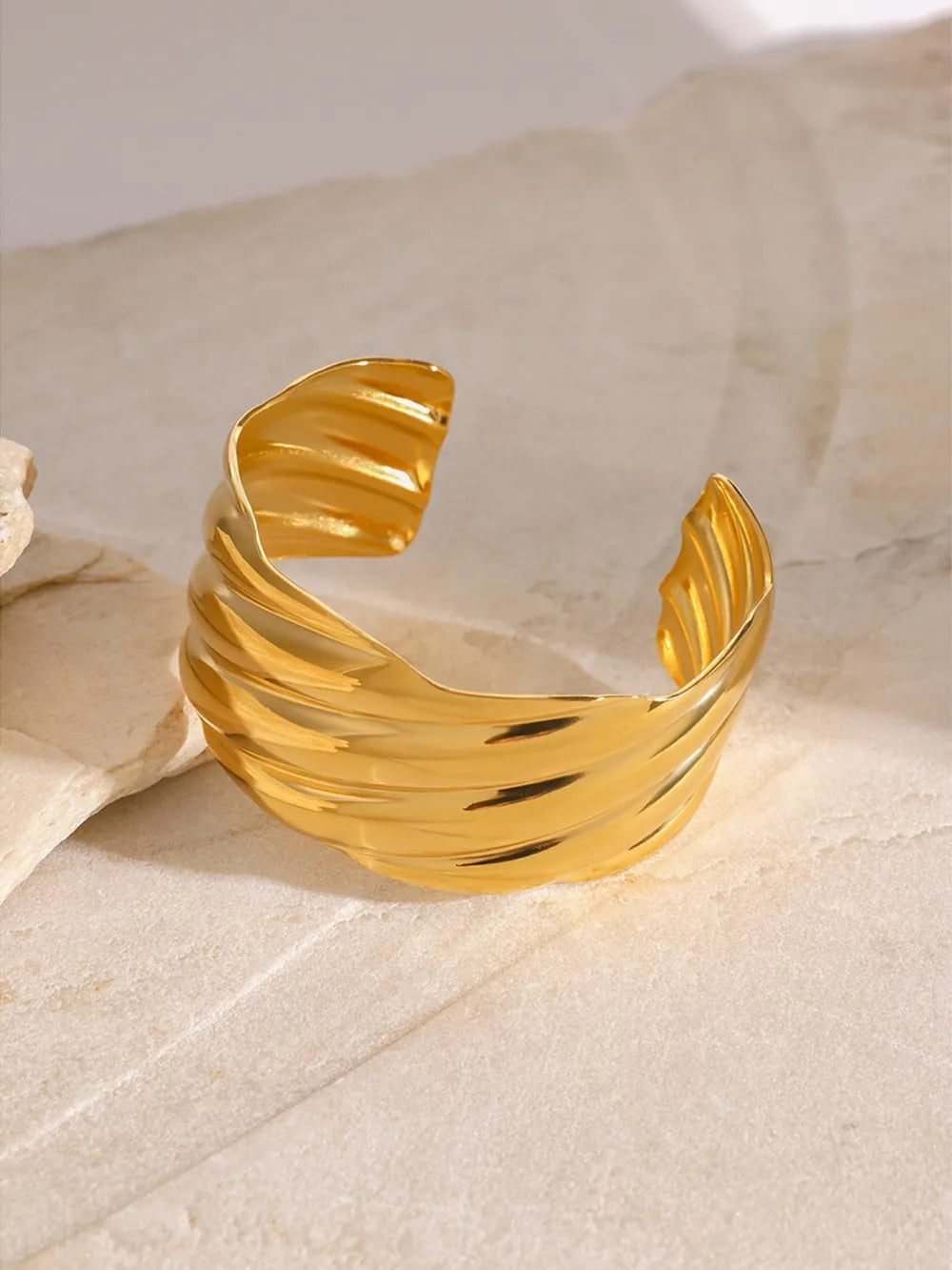 18K Gold-Plated Stainless Steel Open Ring – Minimalist Luxury Adjustable Jewelry