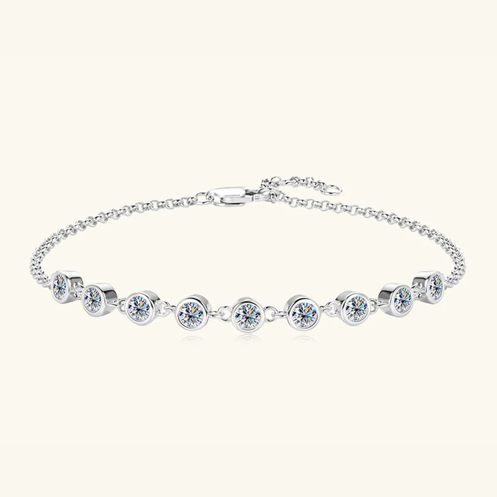 Moissanite 925 Sterling Silver Bracelet – Elegant Inlaid Diamond Shine Jewelry Gift
