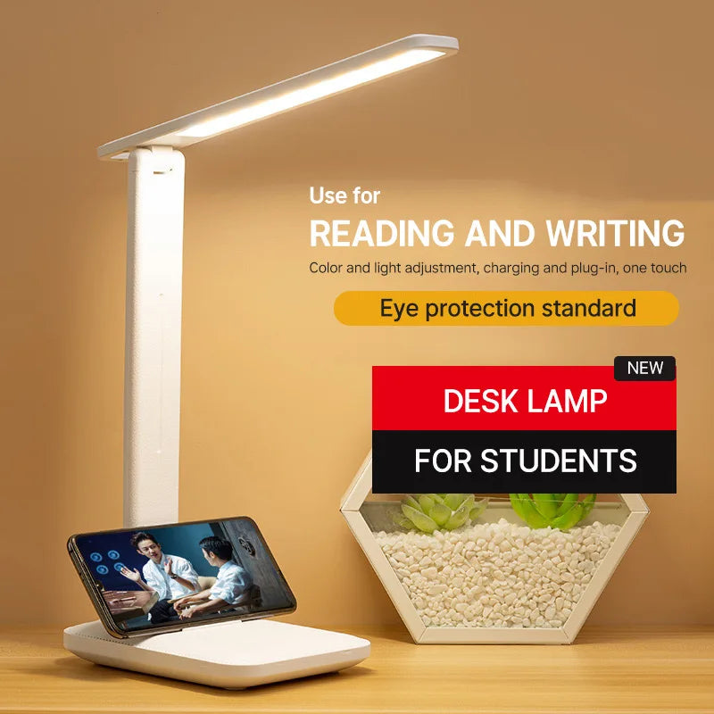 Eye Protection LED Desk Lamp – Touch Dimming, Color Adjustable, USB Charging Bedside Reading Lamp
