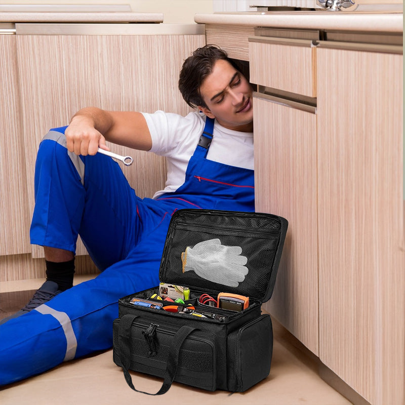 14-Inch Heavy-Duty Tool Bag Set – 2 Bags with Non-Slip Organizer, Multi-Pocket Electrician Tool Storage