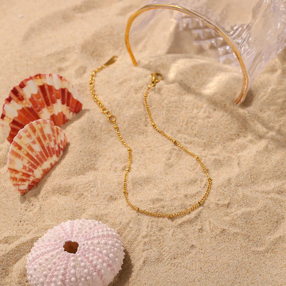 18K Gold-Plated Bead Anklet – Durable Stainless Steel Women’s Anklet Jewelry