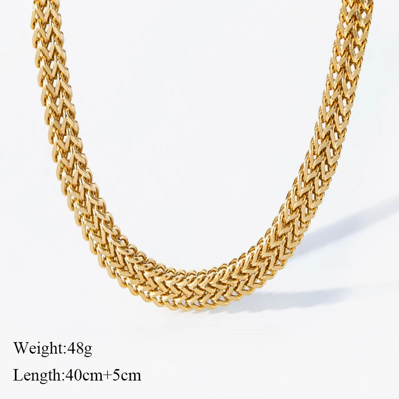 316L Stainless Steel Gold Color Thick Chain Choker Necklace – Punk Jewelry Gift for Women