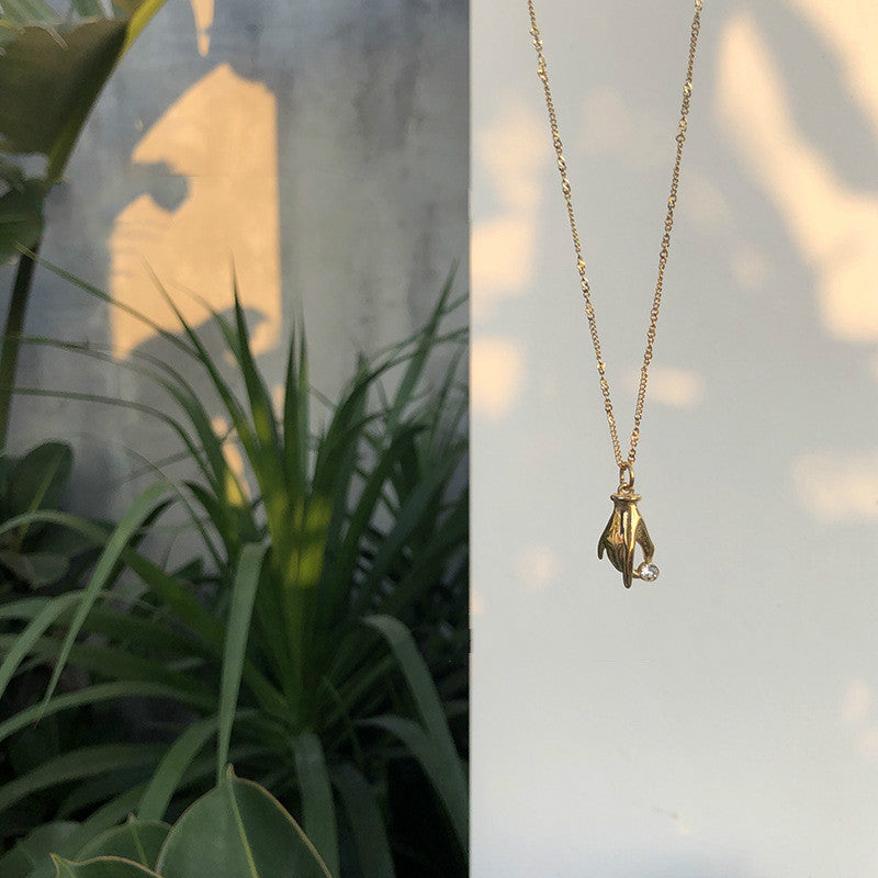 Elegant Stainless Steel Choker Jewelry – 18K Gold Plated Zircon Pendant Necklace for Women