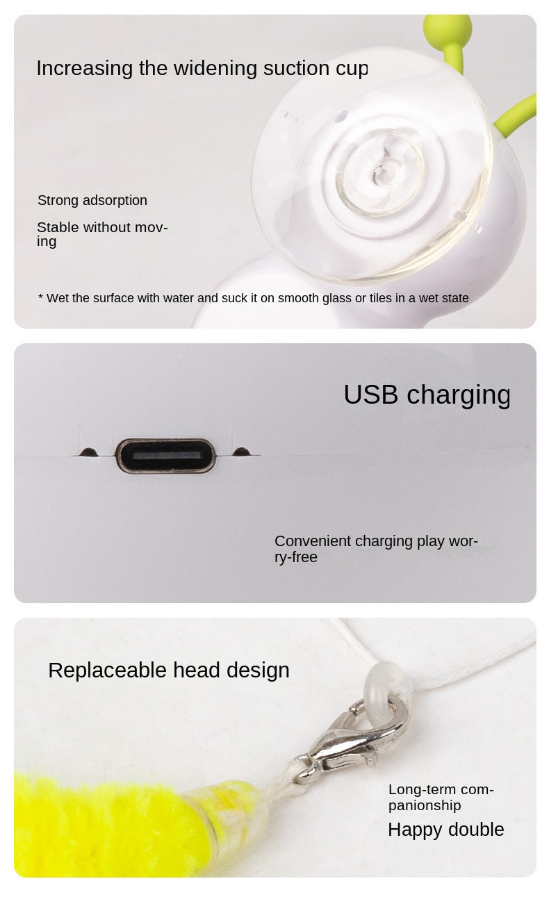 Interactive Smart Caterpillar Cat Toy – Suction Cup & Feather Tail for Cats