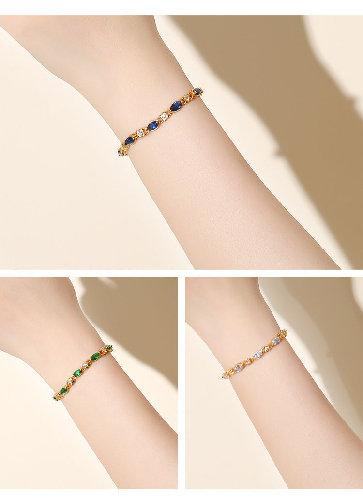 24K Gold Flower Ruby Bracelet – European Luxury Women’s Fashion Jewelry Design