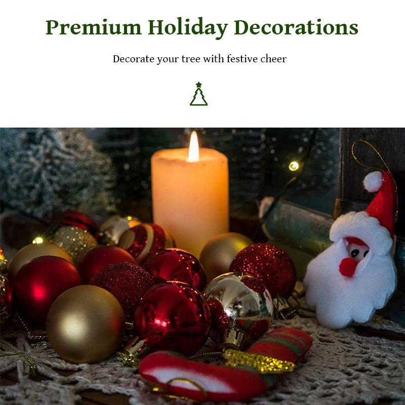 50 Pcs Gold Red Hanging Christmas Tree Ball Ornaments – 2025/2026 Home Holiday Decorations & New Year Gifts