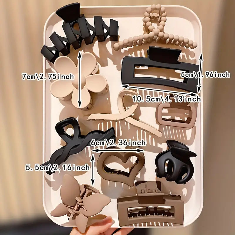 11-Piece Fashionable Hair Claw Clip Set – Trendy, Durable & Gift-Ready with Handbag