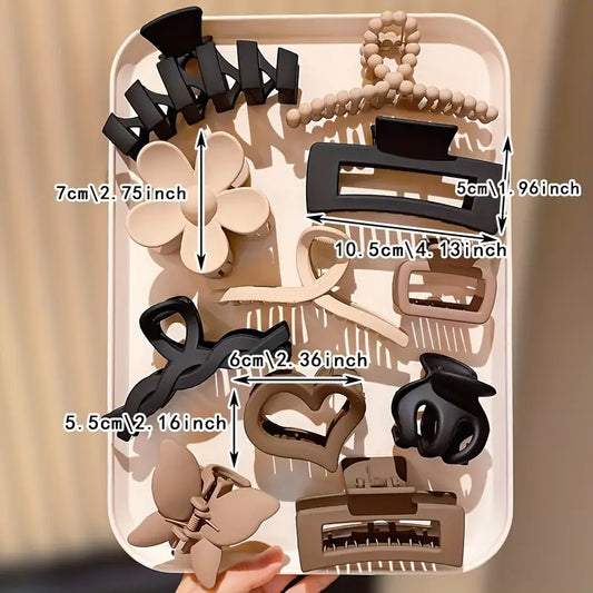 11-Piece Fashionable Hair Claw Clip Set – Trendy, Durable & Gift-Ready with Handbag