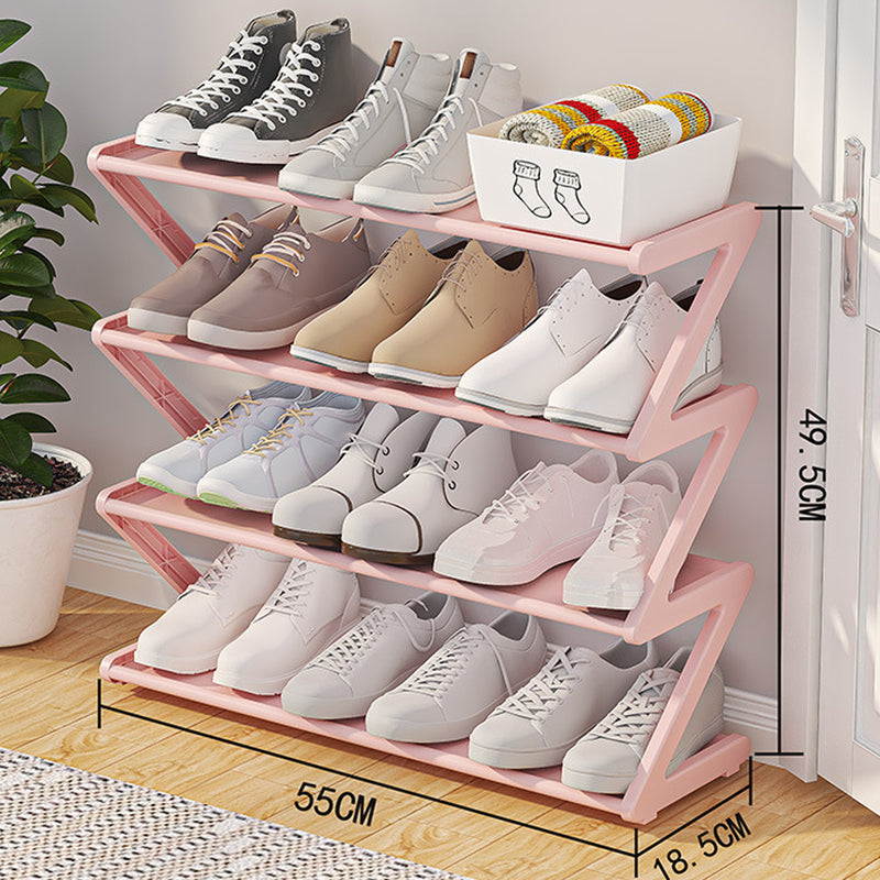 Z-Shaped 4-Layer Shoe Organizer – Space-Saving Adjustable Shoe Rack for Wall or Corner, Stackable Storage Shelf
