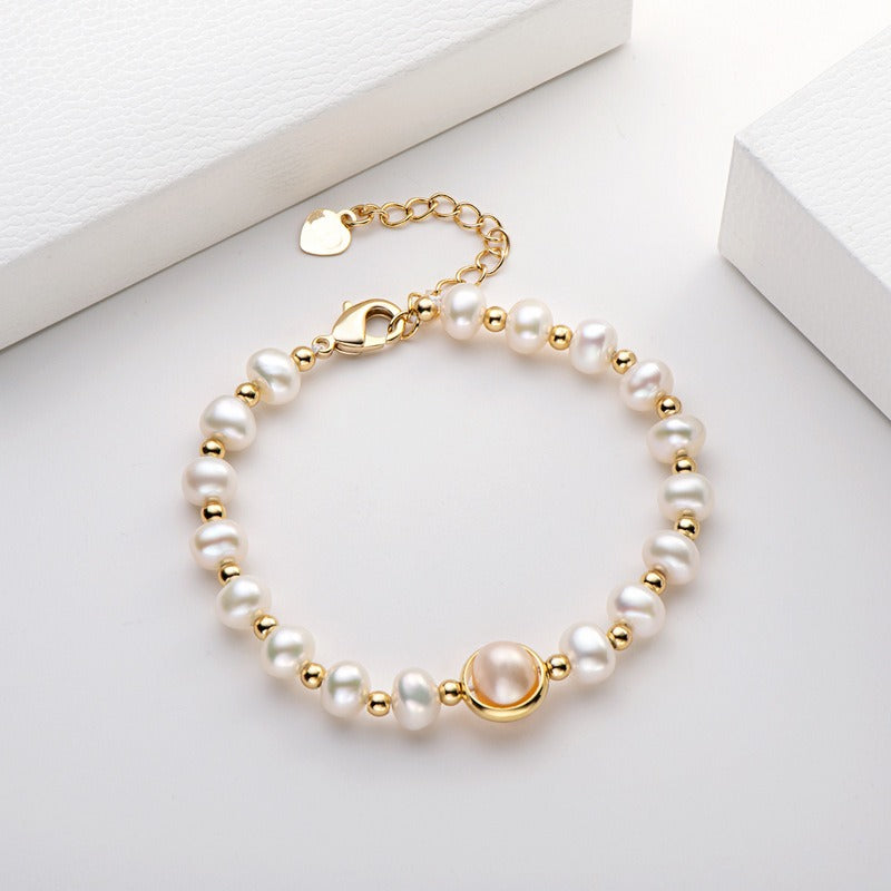 14K Gold Wrapped Pearl Bracelet – Luxury Natural Freshwater Pearl Jewelry for Women