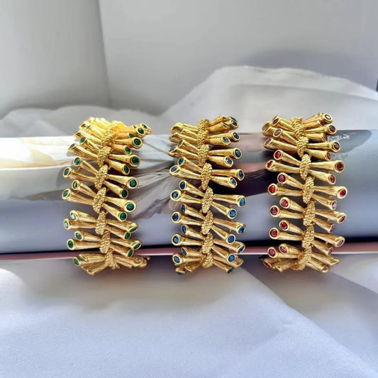 Copper Plated 18K Bracelet – Sea Blue Zircon Retro Luxury Fashion Jewelry