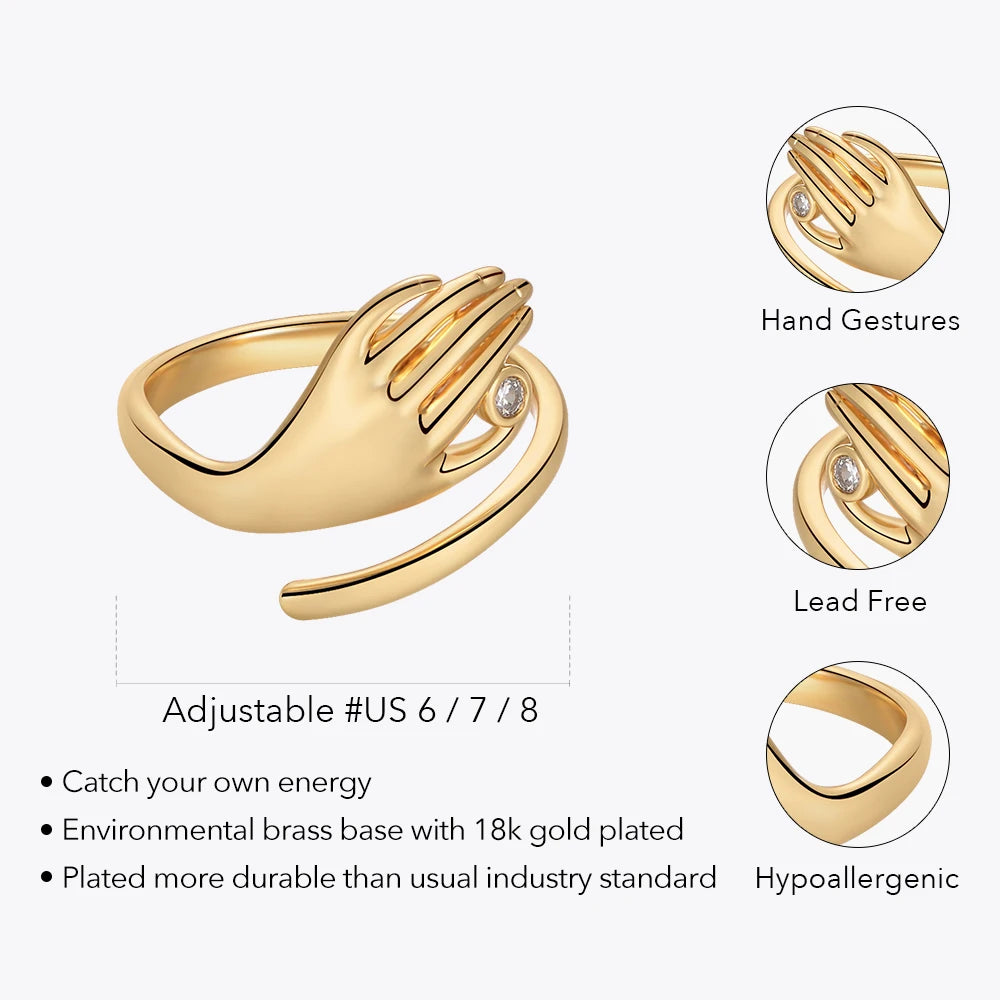 Adjustable Finger Rings – Gold Color Zircon Rings for Women, Party & Wedding Fashion Jewelry