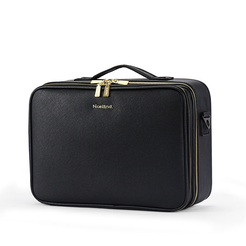 PU Portable Zipper Pouch Leather Makeup Organizer – Waterproof Zipper Pouch with Handle for Travel & Daily Use