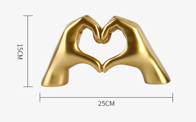 Creative Heart Gesture Sculpture – Abstract Hand Love Statue Resin Figurine for Wedding & Home Decor