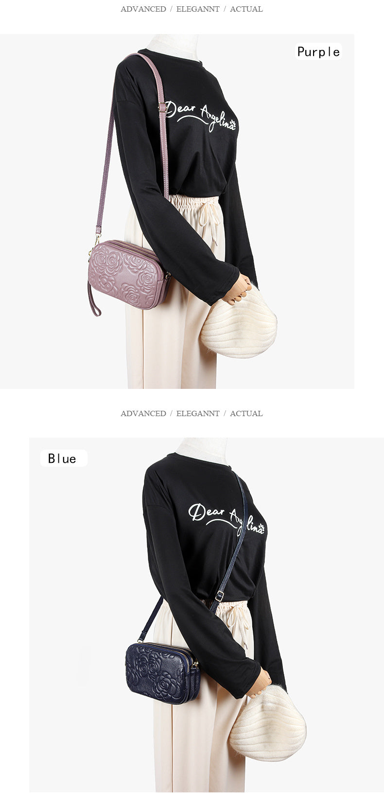 Trend Camellia Genuine Leather Messenger Bag – Luxury Women’s Crossbody & Designer Shoulder Bag