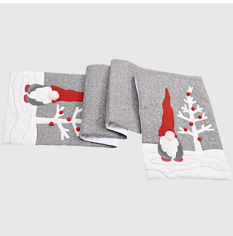 Christmas Faceless Dolls & Gray Table Flags – Festive Tablecloths, Placemats & Family Holiday Decorations