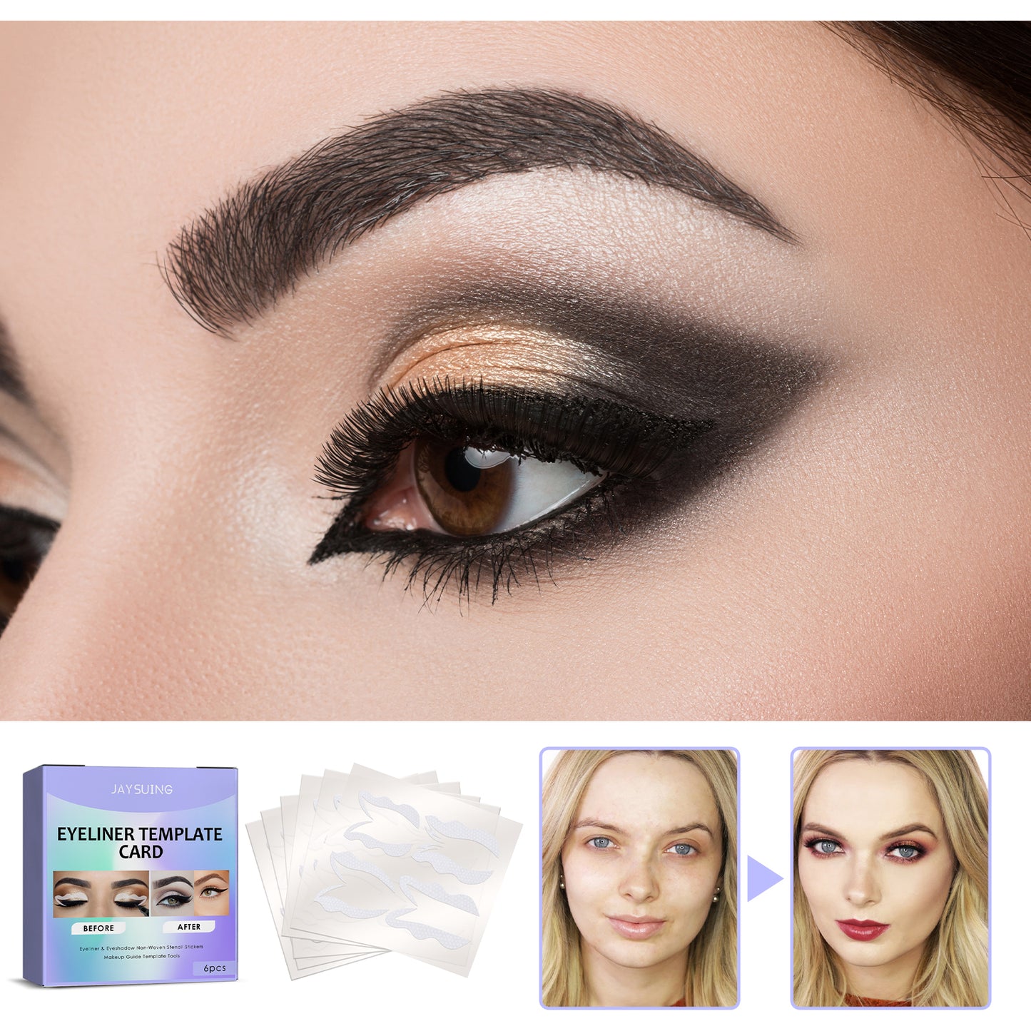 Beginner Eyeliner Assist Template – Quick Eye Makeup Tool for Perfect Winged Liner - Lazy Beauty Essential - Easy Eyeliner Guide for Flawless Eye Makeup