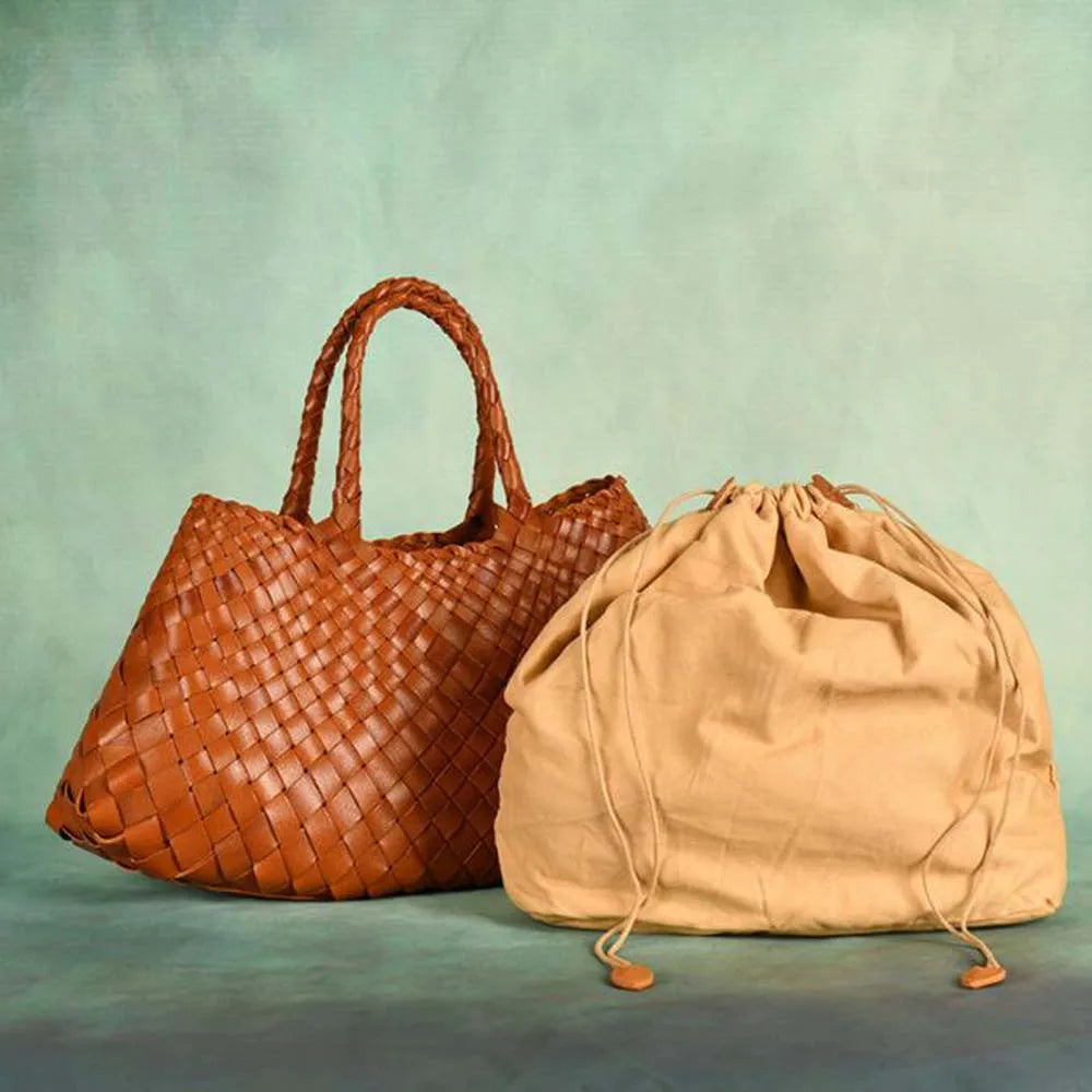 New Genuine Leather Weave Hand Bags – Tote, Basket & Beach Handbag for Women